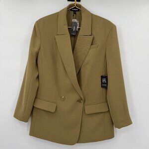 EXPRESS olive green Double Breasted Blazer Tailored Neutral Workwear Small NWT